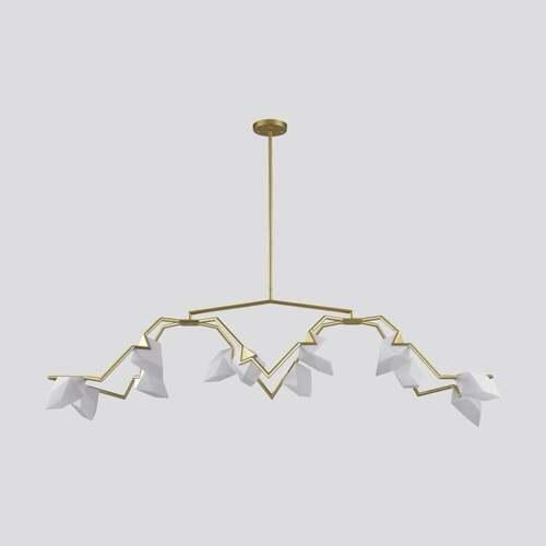 Pendant Chandelier 12 Bulbs Gold and White Color | LI661302