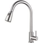 Pull Out Kitchen Mixer, Matte Silver Color