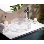 Round Clear Glass Countertop Wash Basin Size 36x36x11.2 cm