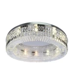 Round Crystal Chandelier, 100 cm Length, 15 cm Width, Silver