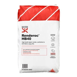 Repair Mortar For Reinforced Concrete Renderoc HB40 20 kg, High Build | Fosam Company Limited