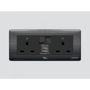 فيش ثلاثي مزدوج مع مفاتيح شحن USB من أرت دي إن إيه 13 أمبير مقاس 14x7 سم أسود