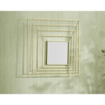 مرايا ديكور مقاس 70×70×8 سم، لون ذهبي، تصميم جزيرة