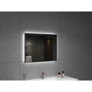 Silver Rectangular Mirror with Touch LED Light 60x120 cm, Silver | Silver