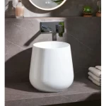 Long Porcelain Counter Wash Basin Sofia Model White Color, Dimensions 40x40x40 cm