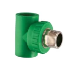 PPR Tee with Male Insert Chanal brand Size ½ × ¾  inch  height 60 mm green   Color 