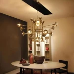 Pendant Chandelier, Gold Color, Size 140x200 cm, 24 Bulbs