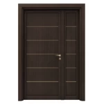 باب ونصف خشبي كلاسيكي، لون بنى غامق مقاس 160 × 235 سم، موديل GMO1