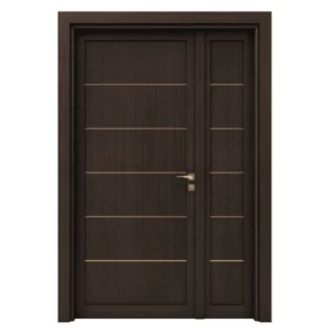 Classic Wooden Door and a Half 160×235 cm, Dark Brown Color | YT-40113896