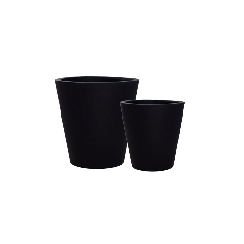 أصيص زرع زينة خرساني، دائري الشكل،  مقاس 55x55سم، لون أسود.