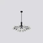 Pendant Light, Black Color, Size 89x48 cm, Cable Length 105 cm, 18 Bulbs