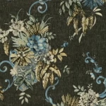 ورق حائط ايطالي تصميم ورود مقاس 10 م×1.06م، رمادي داكن، موديل 82867