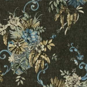 Italian Wallpaper Floral Design 10m x 1.06m, Dark Gray | Balbaid Decor Company