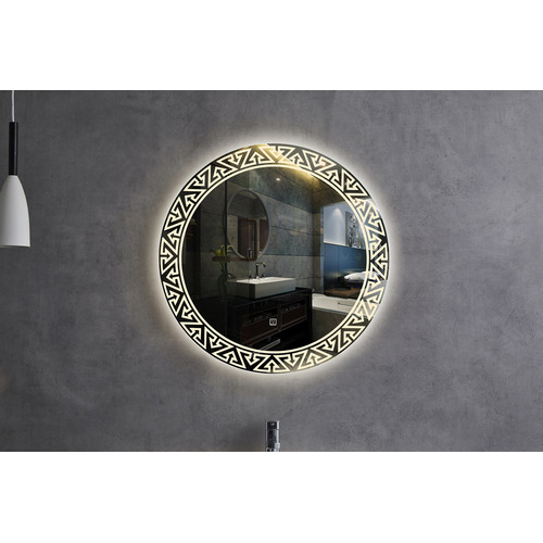 Bathroom LED Mirror Size 60x80 cm, White & Yellow Lights | Alsaggaf company