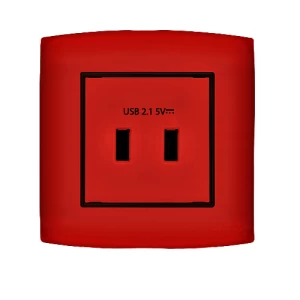 فيش شاحن USB مزدوج 2.1 أمبير 7x7 سم أحمر بحلقة سوداء | شركة الفنار