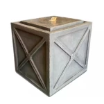 Fiber cube-shaped fountain, gray color, dimensions 40x40 cm