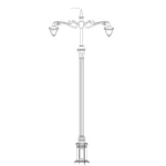 عمود انارة شوارع المنيوم طول 5 متر، سمك 3 مم، قاعدة التثبيت 600 مم