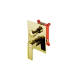 Square Concealed Chinese Shower Mixer Face, Two Lines, Gold Color