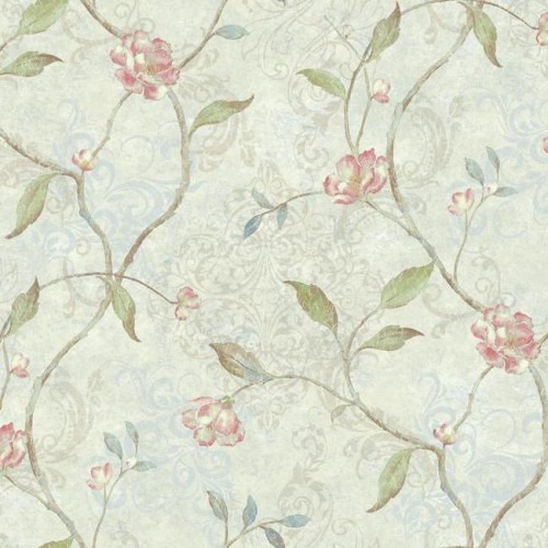 American Wallpaper Floral Design Pale Green, Size 10mx0.53m, Model TB4235 | Balbaid Decor Company