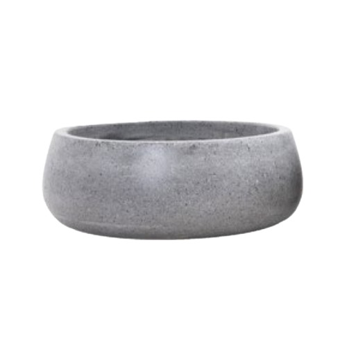 وعاء نبات دائري أسمنتي خرساني رمادي اللون عرض 50 سم ارتفاع 18 سم | فيردي