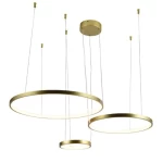 ثريا دائرية بثلاث حلقات مضيئة، قطر 20 - 40 - 60 سم، لون ذهبي