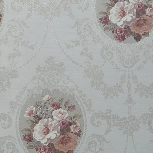 Floral Wallpaper Vinyl Wrap 15.6m x 106cm Gray White Red | Luxury line
