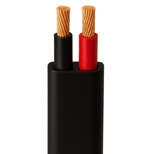 6 sq mm Two Core Stranded Copper Flat Cable 300/500 volts, PVC 85°C Insulation, Black, 50m Coil | Saudi Cable Company