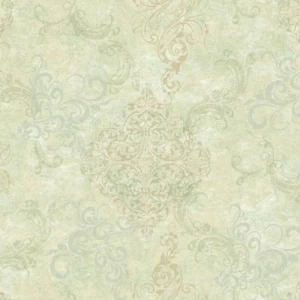 ورق جداري امريكي تصميم كلاسيك لون اخضر فاتح، مقاس 10 م×0.53 م، موديل TB4241 | شركة بالبيد للديكور
