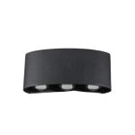 مصباح LED جداريّة خارجية، 6 وات، لون اسود، مقاس 8×17 سم