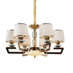 Classic Hanging Crystal Chandelier, 6 Arms, 97 cm Length, 67 cm Width, Gold and White