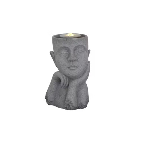 Illuminated Fiber Decorative Fountain 34.5×22.8×24 cm Grey, Model 23S6364LED-92 | Zahrat Al Rayyan Establishment