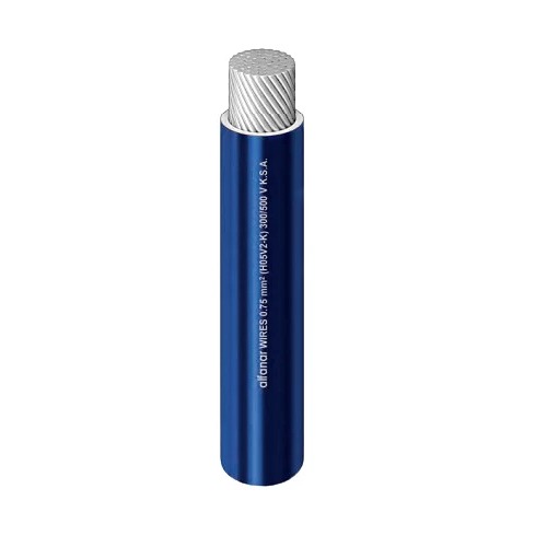 كابل نحاس أبيض أحادي النواة مجدول معزول PVC 105°C مقاس 6 مم² 600/1000 فولت طول 300 قدم لون أزرق | شركة الفنار