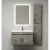 Bathroom Wooden Washbasin, Size 80×48×49 cm, LED Mirror, Dark Gray Color