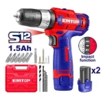 Cordless Drill  Impact Drill  18 Volt Capacity/Steel 13 mm  Emtop   