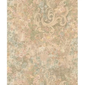 Italian Wallpaper Floral Design Beige Color, Size 10mx0.73m, Model 57106 | Balbaid Decor Company