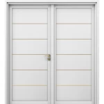 Premium Double Made of Wood Door with Classic Design, Size 220 × 235 cm, Wooden White Color, Model GM01