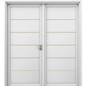 Premium Double Wooden Door Classic Design, Size 220 × 235 cm, White Wood | GM01