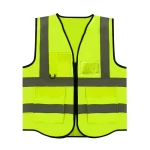 سترة سلامة عاكسة، مزودة بثلاث جيوب وبطاقة تعريف، عرض 2 إنش، لون فسفوري