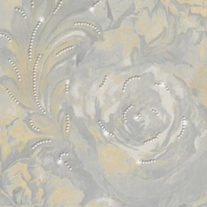 Italian Wallpaper Floral Design Pale Gray Color, Size 10mx0.70m, Model 14120 | Balbaid Decor Company