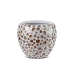 وعاء فايبر جلاس للزرع، شكل دائري، أبيض، أبعاد 20×16 سم