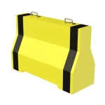 Black and Yellow Unreinforced  Concrete Barriers Size 120*120*55 cm With Two Hook, Single Forklift Opening for Lifting and Slotted Drain Holes