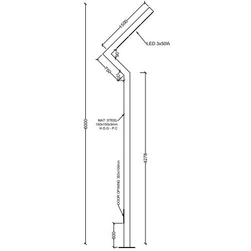 Garden Bollard Light Length 6 meter, Base 400×300 mm | 