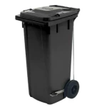 HDPE Plastic Waste Box with Step, Capacity 120 Liters, Size 54x44.5x90 cm, Black Color, Product Code GPVIP