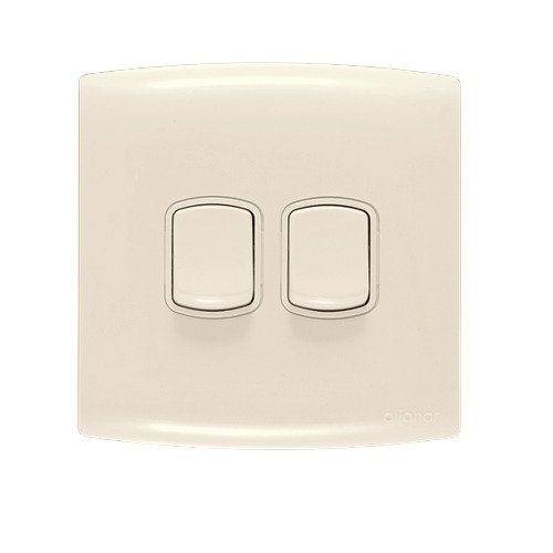 Electrical Light Switch 2 Gang 10 Amp 7×7 cm Beige | Al Fanar ALF AL-FANAR