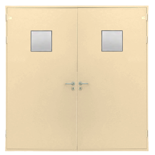 Fire Door Galvanized Steel 1950×1900 mm Beige, Double Leaf | SFFECO