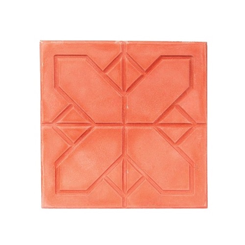 Cement Tile with Geometric Designs 40x40 cm, Height 4 cm, Light Red | Al Sarif Building Materials