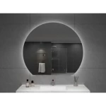 مرآة سيلفر دائرية جدارية مع إضاءة باللمس، مقاس 60 × 80 سم، لون فضي