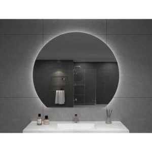 مرآة سيلفر دائرية جدارية 60 × 80 سم مع إضاءة LED باللمس، لون فضي | Silver
