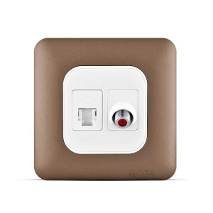 فيش RJ11 6P6C + فيش دش مائل 7×7 سم، لون نحاسي | Spectra