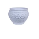 حوض زرع بلاستيك دائري صغير مزغرف الزامل مصنوع من  البولي ايثلين اللون  ابيض